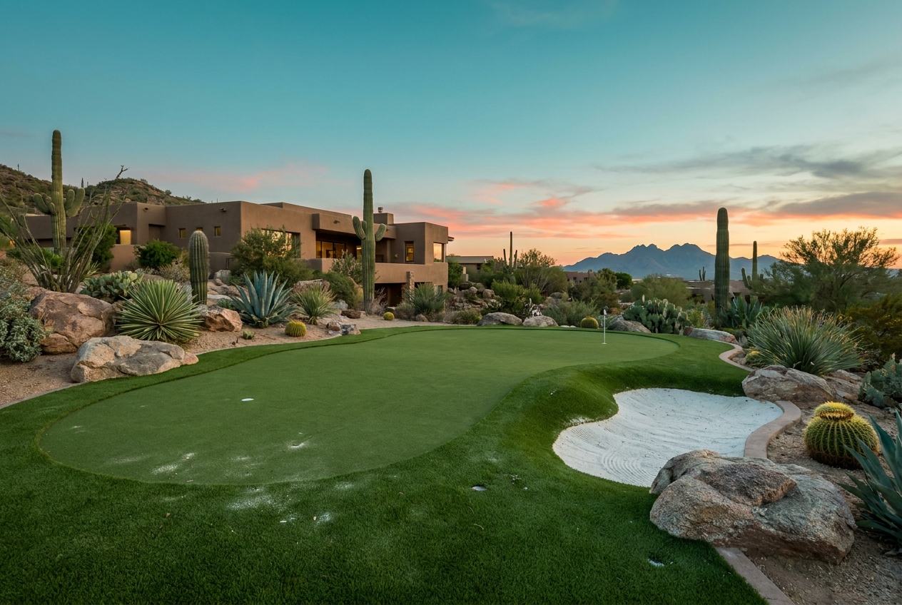 Backyard putting green in Fountain Hills, AZ