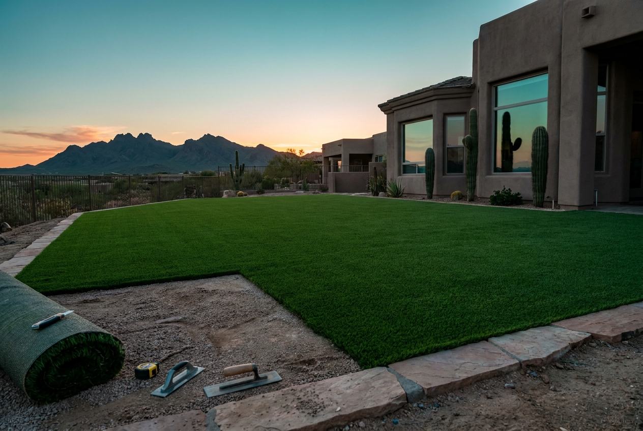 Artificial turf installation in Fountain Hills, AZ